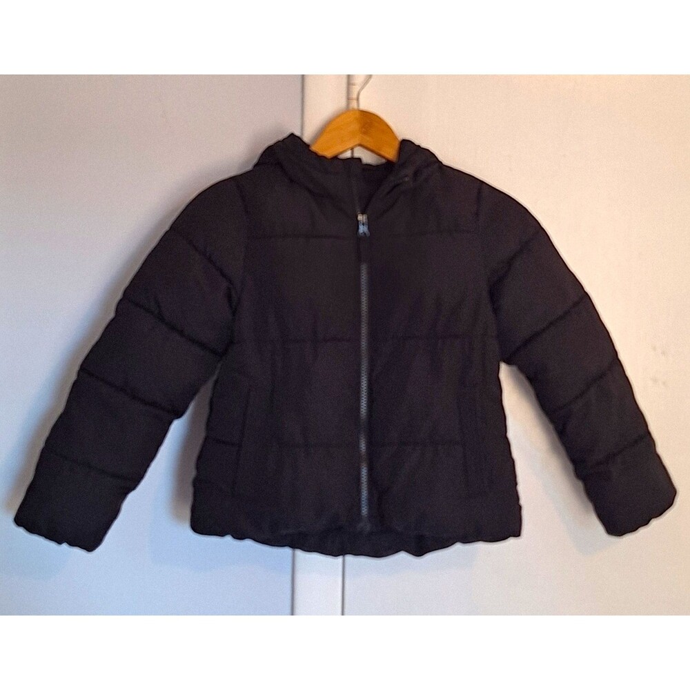 SwissTech Kids Black Hooded Insulated Puffer Coat Full Zip Size S 6-6X
